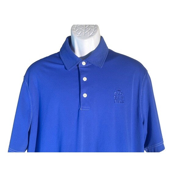 OLD GUYS RULE Men's Short Sleeve Button Down Polo Shirt Blue XL - Picture 2 of 6